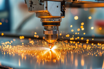 CNC gas cutting on steel plate