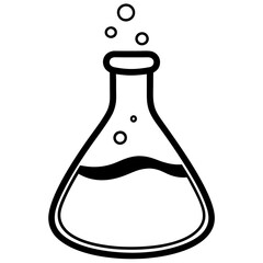 Chemistry Flask Line Art Vector Illustration