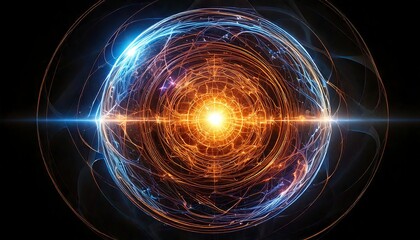 A Glowing, Pulsating Sphere of Energy with Intricate Digital Textures, Emitting Light Waves