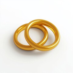 Intertwined gold rings on white background symbolizing eternal bond