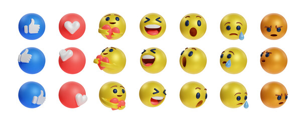 Naklejka premium 3d emoji in various points of view collection