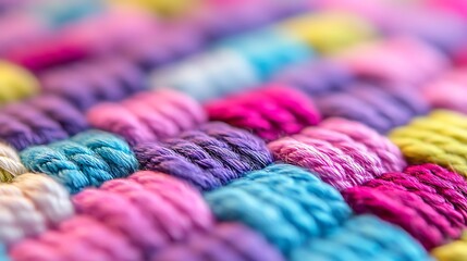 Vivid closeup of colorful fabric showcasing traditional textile weaving techniques.