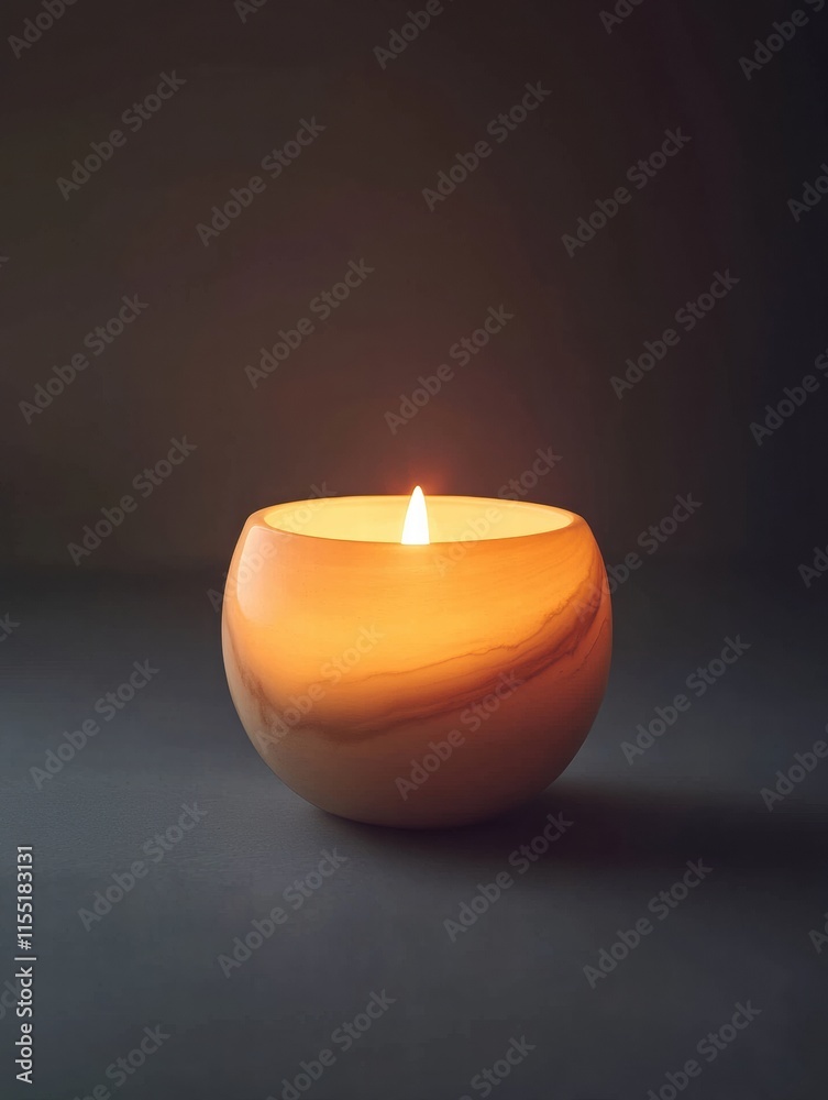 Fototapete single lit candle glowing softly in a minimalist dark setting during evening hours. generative ai