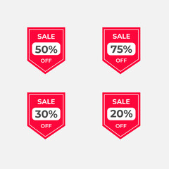 Sticker set for discount in flat style.