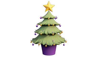Naklejka premium Festive potted Christmas tree with ornaments and star.