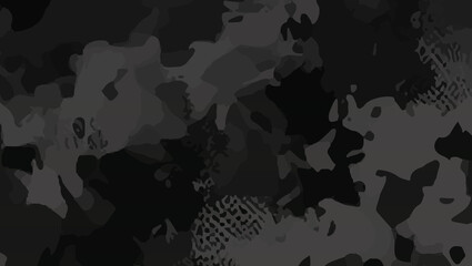 Seamless military camouflage fabric pattern black style. military camouflage on dark black, black fabric design. Camouflage pattern cloth texture background. Camouflage army seamless pattern for print