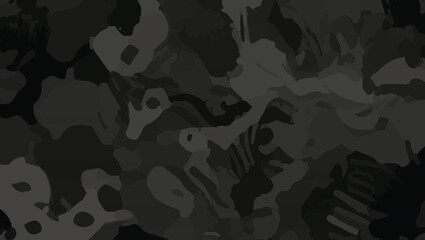 Seamless military camouflage fabric pattern black style. military camouflage on dark black, black fabric design. Camouflage pattern cloth texture background. Camouflage army seamless pattern for print