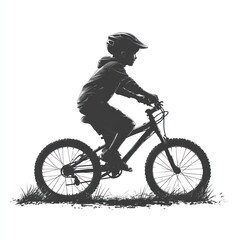 Obraz premium Silhouette of child biking outdoors.