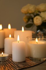 Beautiful composition with candles on the table