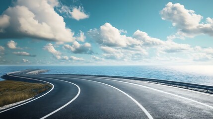 Fototapeta premium Coastal Road Winding Towards the Ocean