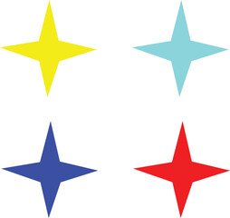 Vector Illustration of Four Point Stars in Multiple Colors on a White Background Design