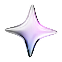 Obraz premium 3d render of a star. Y2K Isolated Chrome Metal Element