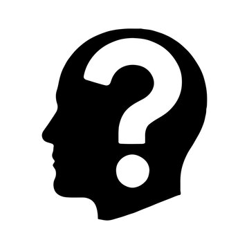 recommend clip art: Head with question mark silhouette icon vector illustration design on white background.