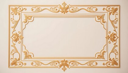Obraz premium Ornate Gold Frame on a Cream Wall Background