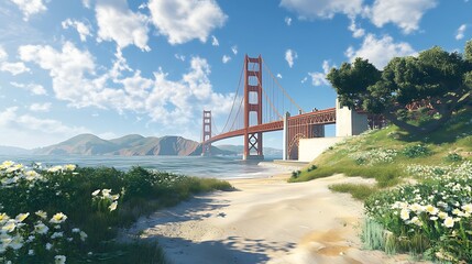 Golden Gate Bridge at sunset in San Francisco