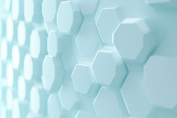 Abstract light blue background with hexagon shapes for a medical technology presentation
