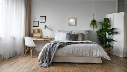 a modern bedroom in a beautiful house