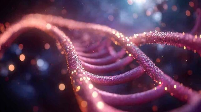 Abstract DNA Strand with Bokeh Effect and Lights