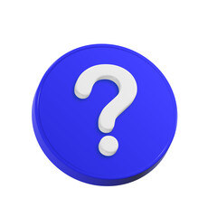 blue question mark icon with circle button icon 3d render