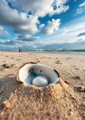  Pearl oyster in the sand beach wallpaper summer wallpaper beach background tropical nature