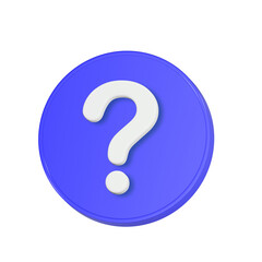 blue question mark icon with circle button icon 3d render