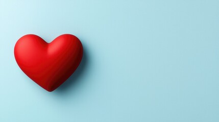 Fototapeta premium A vibrant red heart rests against a soft blue background, symbolizing love and affection.