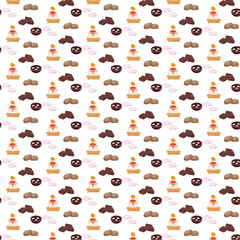 Background with Japanese New Year desserts.