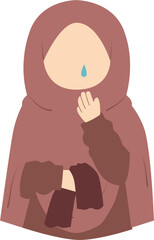 Woman in hijab with flu cartoon