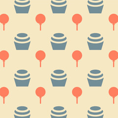 pattern illustration geometric shapes cupcake candy retro colors