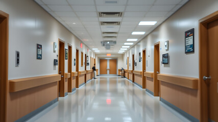 Obraz premium Modern hospital corridor. Generative AI