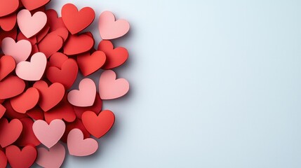 A vibrant collection of colorful heart shapes spread across a light background, symbolizing love and affection.