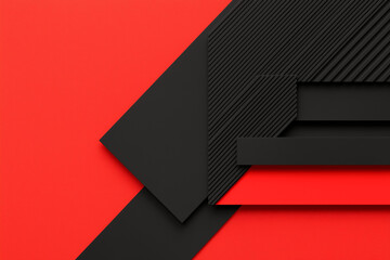 Obraz premium Striking Geometric Abstract Shapes on Contrasting Red and Black Background