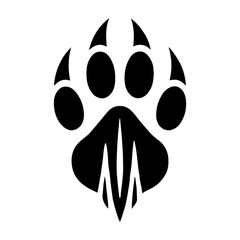 Wolf paw logo silhouette icon vector illustration design on white background.