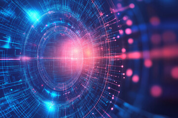 Fototapeta premium 2d illustration Abstract futuristic electronic circuit technology background