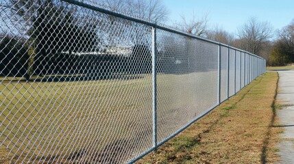 Fototapeta premium A simple chain-link fence with clean, crisp lines, centered on a white surface.