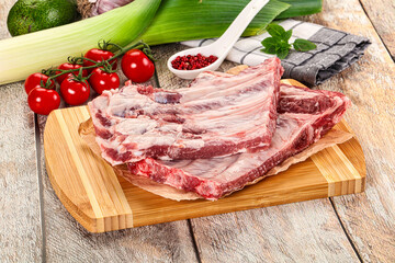 Raw pork ribs for cooking