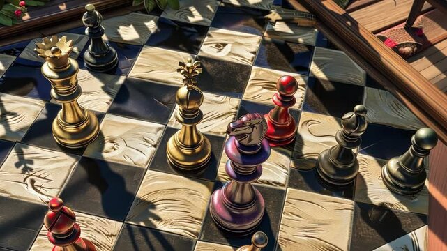 A king piece somehow existing in two different states at once causing confusion for both players.