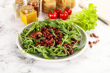 Red canned beans with arugula