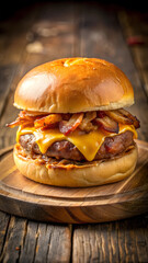 Cheese and bacon roll burger