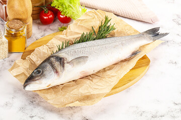 Raw seabass fish for cooking
