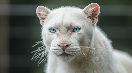 Stunning Albino Leopard with Striking Blue Eyes
