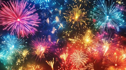 Fototapeta premium Vibrant Fireworks Display