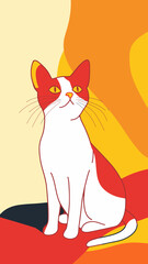 Fototapeta premium Colorful Cat Illustration for Kids' Coloring Book in Minimalist Vector Style