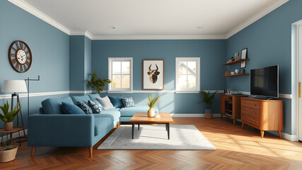 Fototapeta premium Modern living room interior design. Generative AI