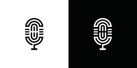 microphone and music vector logo