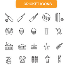 30 Minimalist Linear Cricket Icons – Modern Editable Strokes for Web & Mobile