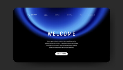 Abstract wave futuristic design of landing page. retro gradient mesh website design