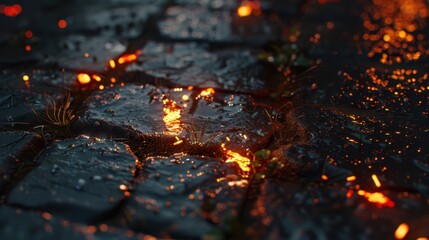 The abstract storm is full of dramatic elements. Lightning and rain create a striking backdrop.