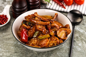 Asian cuisine pork in oyster sauce