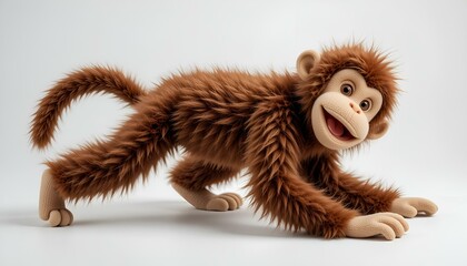 A plush toy monkey on a white background